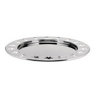 photo Alessi-Girotondo Round tray with perforated edge in polished 18/10 stainless steel 1